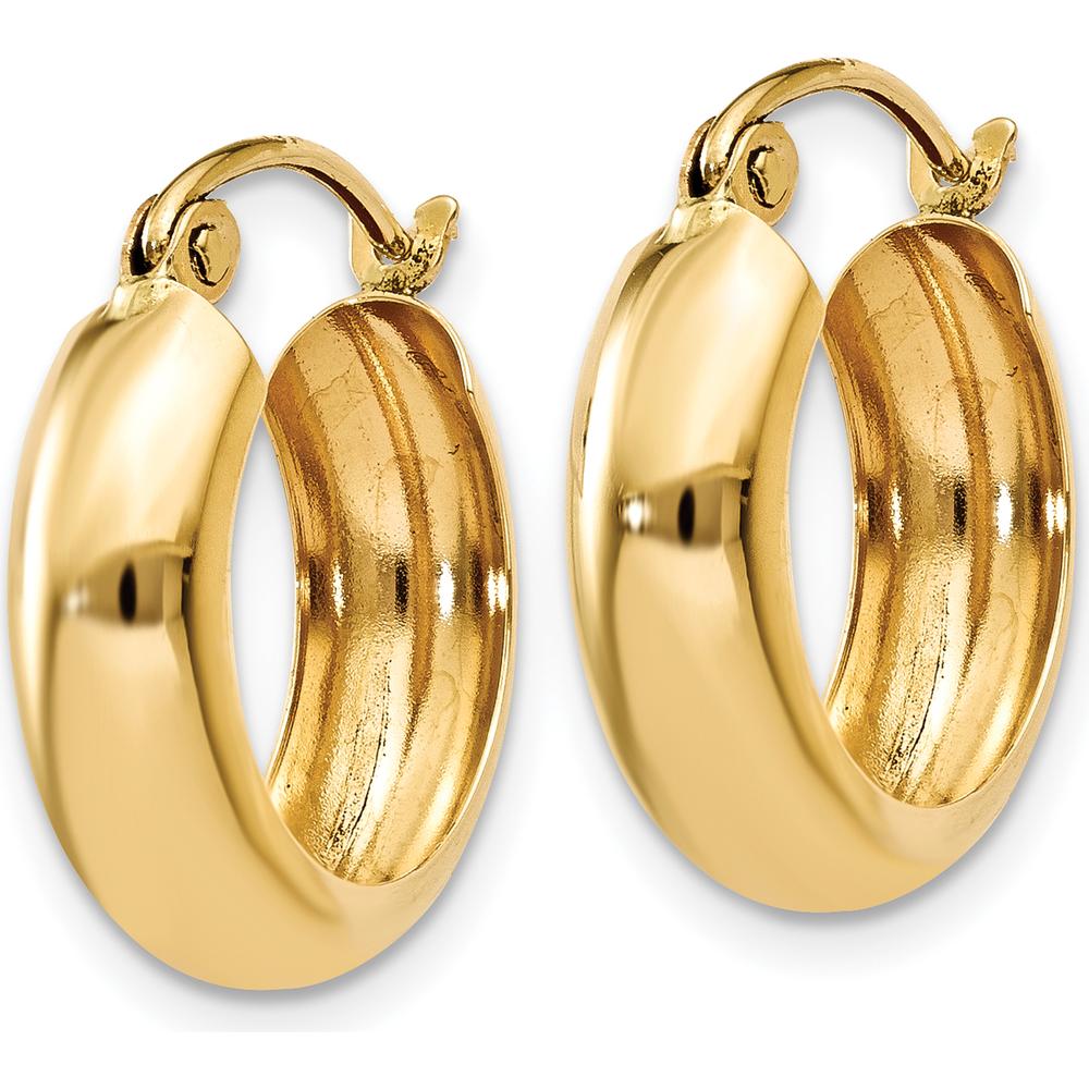 14K Yellow Gold 10mm Polished Round Hoop Earrings - 4.75mm Width by 0