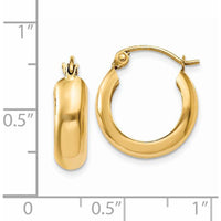 14K Yellow Gold 10mm Polished Round Hoop Earrings - 4.75mm Width by 0