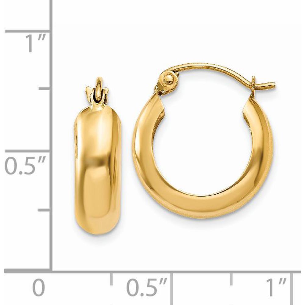 14K Yellow Gold 10mm Polished Round Hoop Earrings - 4.75mm Width by 0