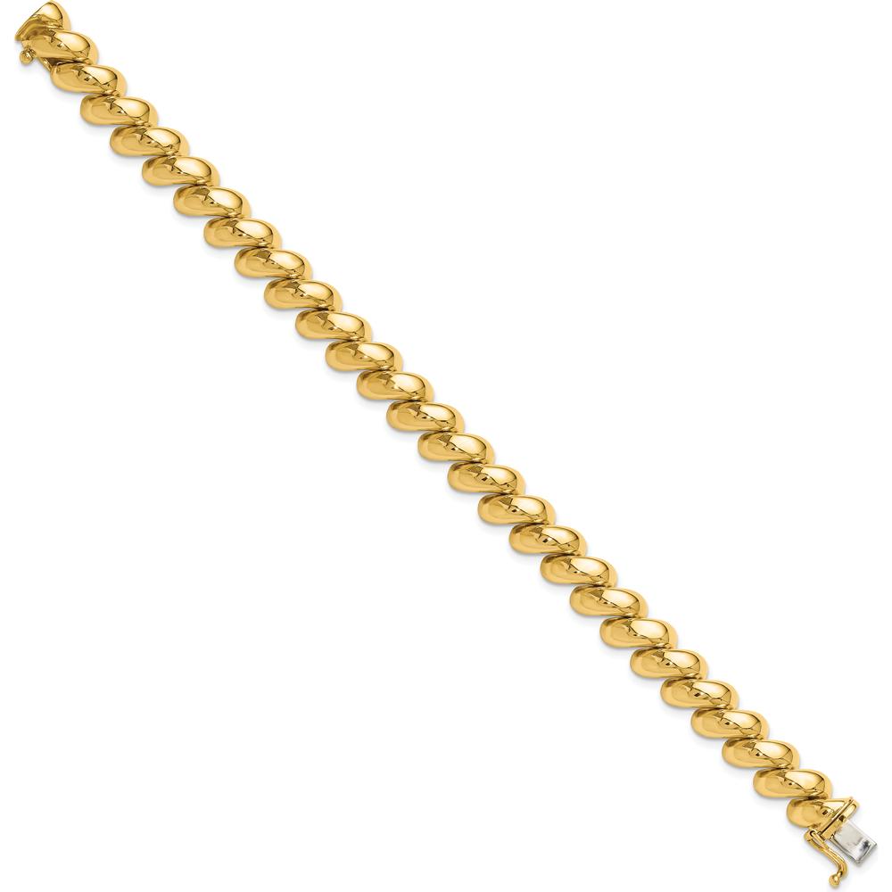 14K Yellow Gold 10mm Polished San Marco Bracelet - 7" Length by 0