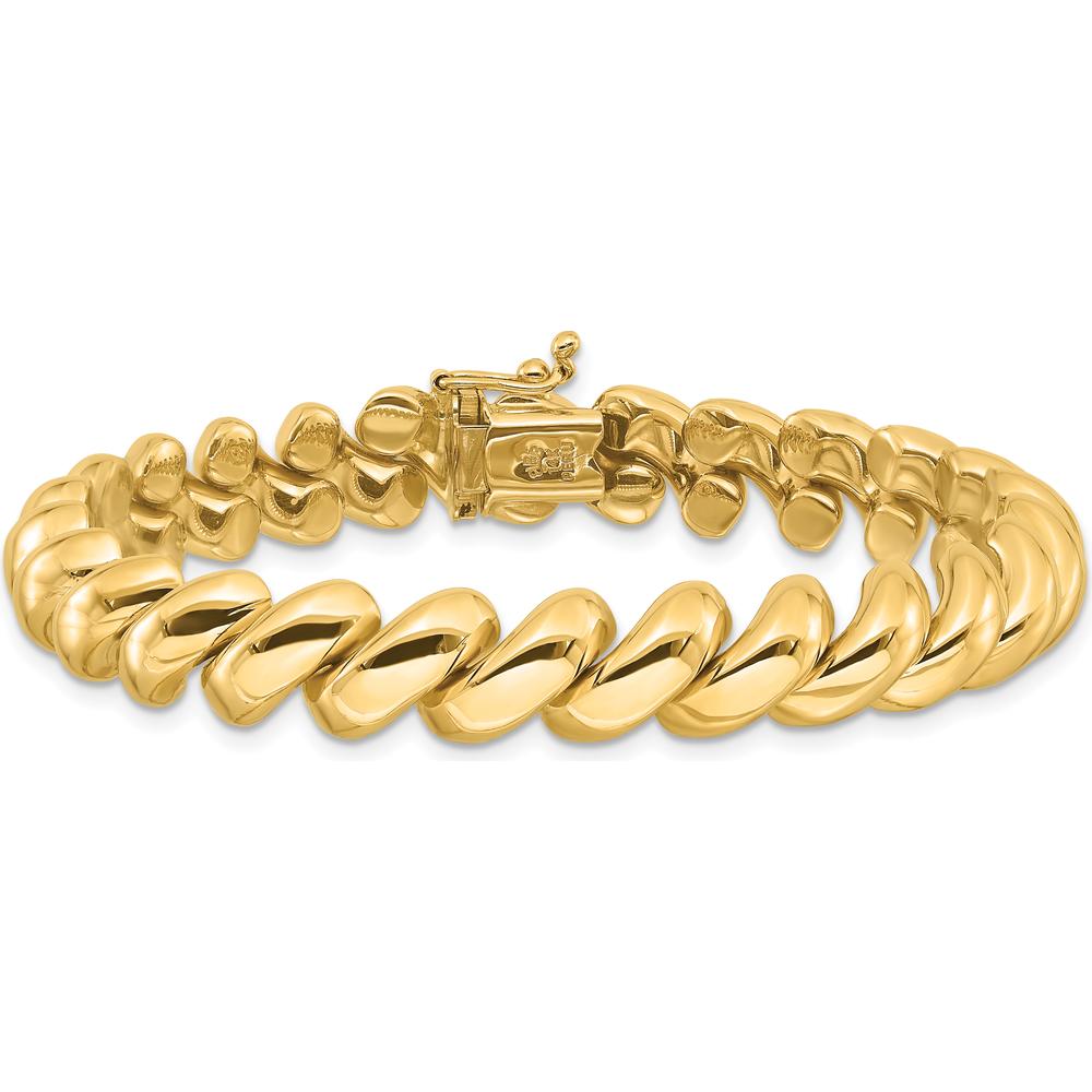 14K Yellow Gold 10mm Polished San Marco Bracelet - 7" Length by 0