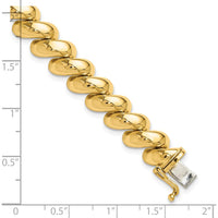 14K Yellow Gold 10mm Polished San Marco Bracelet - 7" Length by 0