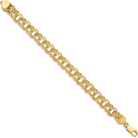 14K Yellow Gold 10mm Solid Double Link 8" Charm Bracelet by Oro Pregiato