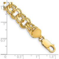 14K Yellow Gold 10mm Solid Double Link 8" Charm Bracelet by Oro Pregiato