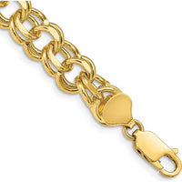 14K Yellow Gold 10mm Solid Double Link Charm Bracelet - Polished Finish, 7" Length by Oro Pregiato