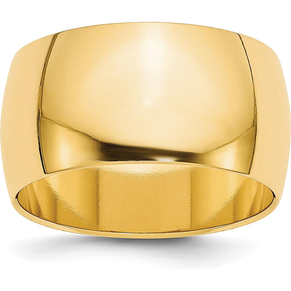 14K Yellow Gold 10mm Solid Half Round Domed Wedding Band - Unisex Design by Luciano & Cie