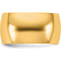 14K Yellow Gold 10mm Solid Half Round Domed Wedding Band - Unisex Design by Luciano & Cie