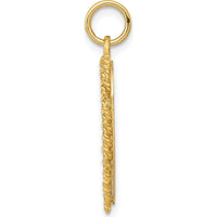14K Yellow Gold 10th Anniversary Rope-Edge Heart Pendant - Engravable Polished Finish by Oro Pregiato