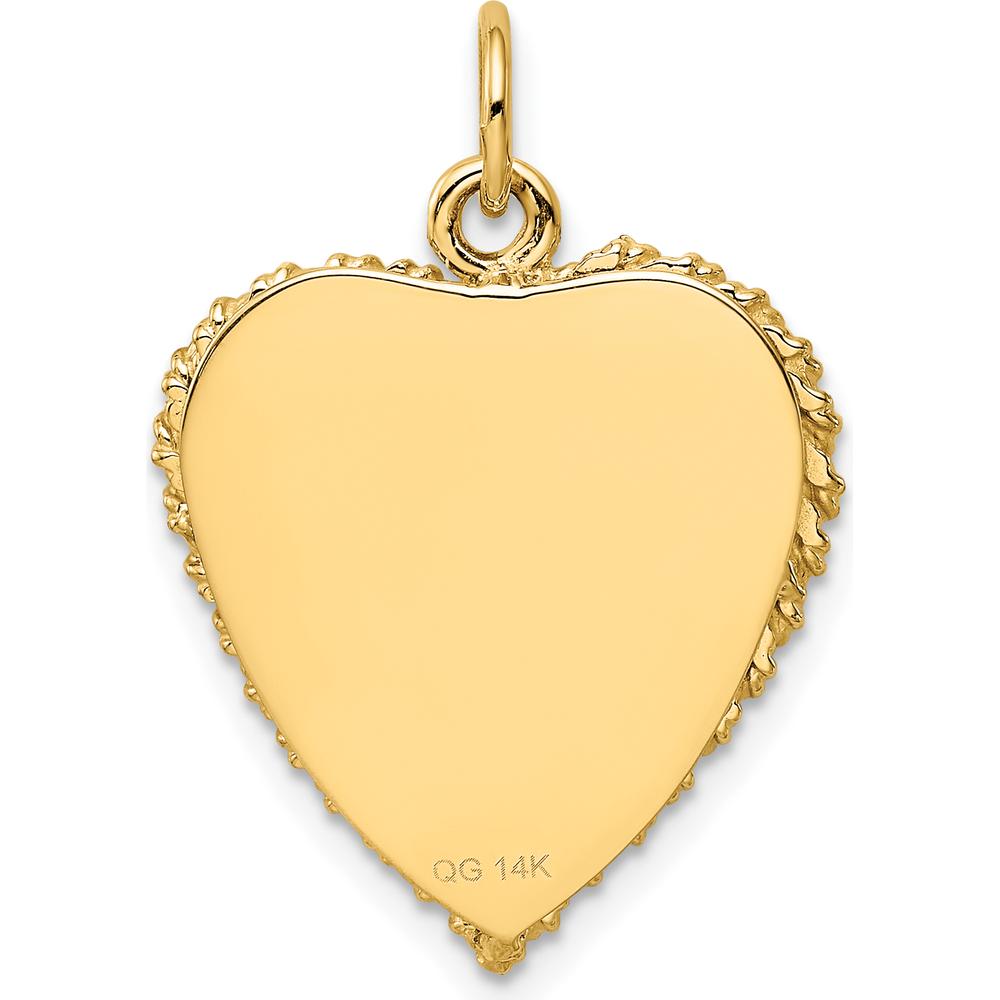 14K Yellow Gold 10th Anniversary Rope-Edge Heart Pendant - Engravable Polished Finish by Oro Pregiato