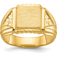 14K Yellow Gold 10x10mm Men's Square Signet Ring by IBGoodman