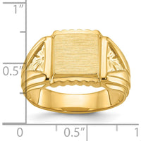 14K Yellow Gold 10x10mm Men's Square Signet Ring by IBGoodman