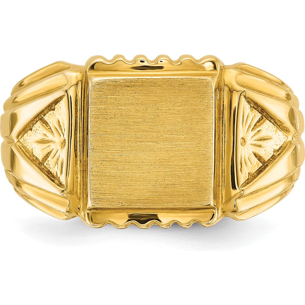 14K Yellow Gold 10x10mm Men's Square Signet Ring by IBGoodman
