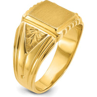 14K Yellow Gold 10x10mm Men's Square Signet Ring by IBGoodman