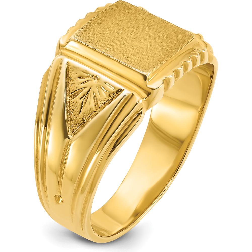 14K Yellow Gold 10x10mm Men's Square Signet Ring by IBGoodman