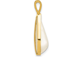 14K Yellow Gold 10x18mm White Teardrop Saltwater Cultured Mabe Pearl Pendant by Monteluci Fine Jewelry