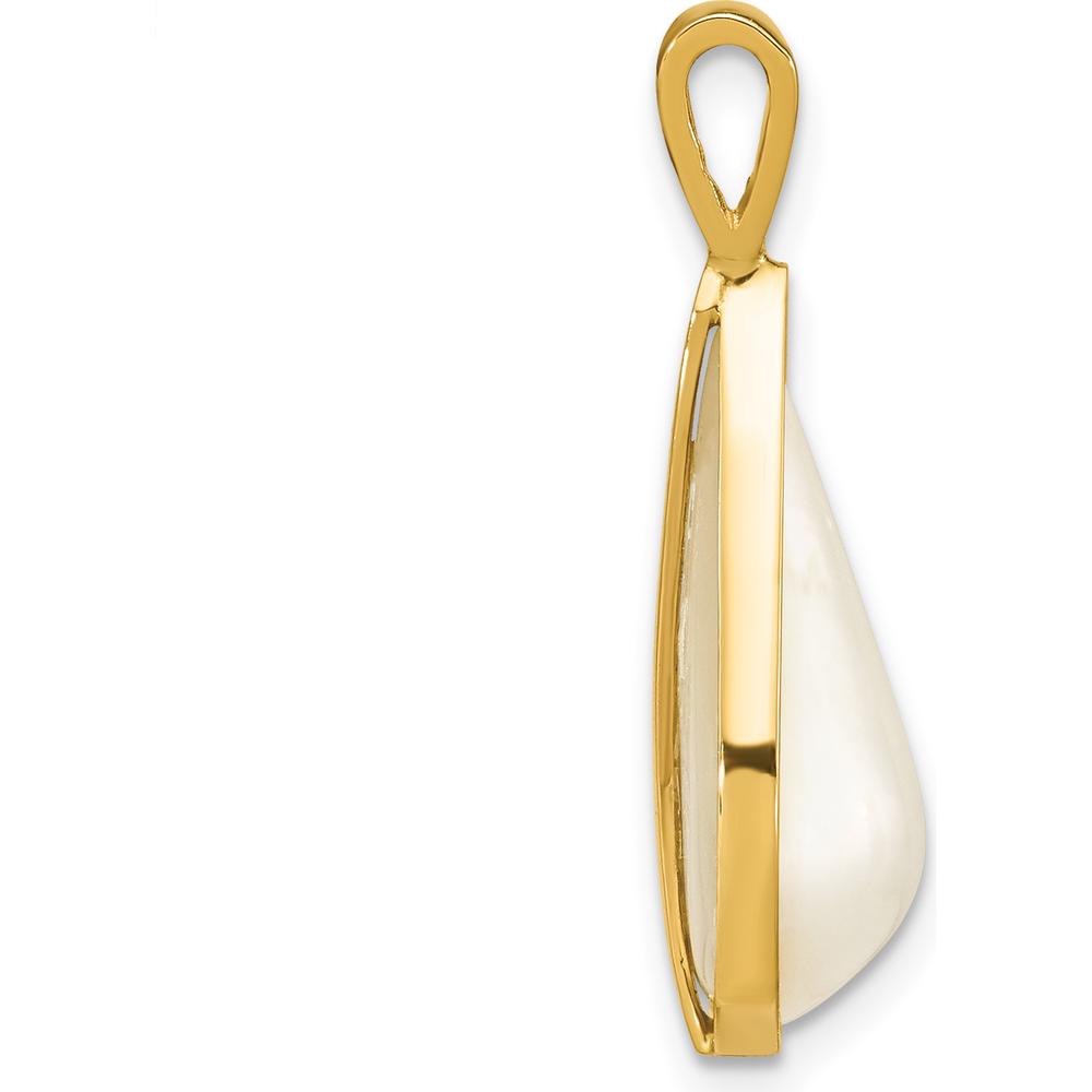 14K Yellow Gold 10x18mm White Teardrop Saltwater Cultured Mabe Pearl Pendant by Monteluci Fine Jewelry