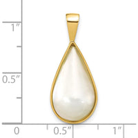 14K Yellow Gold 10x18mm White Teardrop Saltwater Cultured Mabe Pearl Pendant by Monteluci Fine Jewelry