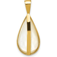 14K Yellow Gold 10x18mm White Teardrop Saltwater Cultured Mabe Pearl Pendant by Monteluci Fine Jewelry
