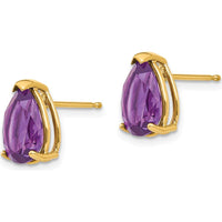 14K Yellow Gold 10x7mm Pear Amethyst Stud Earrings - 1.65 Carat Total Amethyst Weight by Monteluci Fine Jewelry