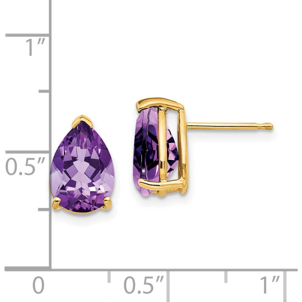 14K Yellow Gold 10x7mm Pear Amethyst Stud Earrings - 1.65 Carat Total Amethyst Weight by Monteluci Fine Jewelry