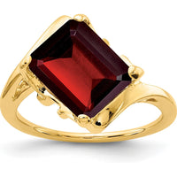 14K Yellow Gold 10x8mm Emerald Cut Garnet Ring - 3.7 Carat Natural Gemstone by Monteluci Fine Jewelry