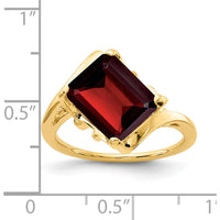 14K Yellow Gold 10x8mm Emerald Cut Garnet Ring - 3.7 Carat Natural Gemstone by Monteluci Fine Jewelry