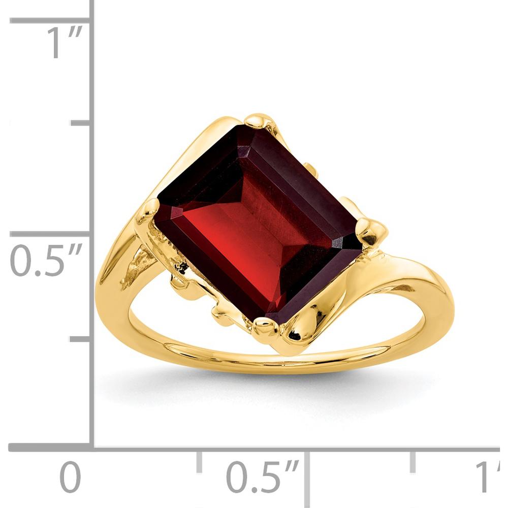 14K Yellow Gold 10x8mm Emerald Cut Garnet Ring - 3.7 Carat Natural Gemstone by Monteluci Fine Jewelry
