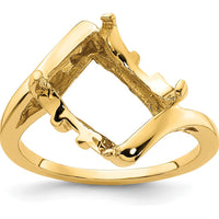 14K Yellow Gold 10x8mm Emerald-Cut Gemstone Ring Mounting by Monteluci Fine Jewelry