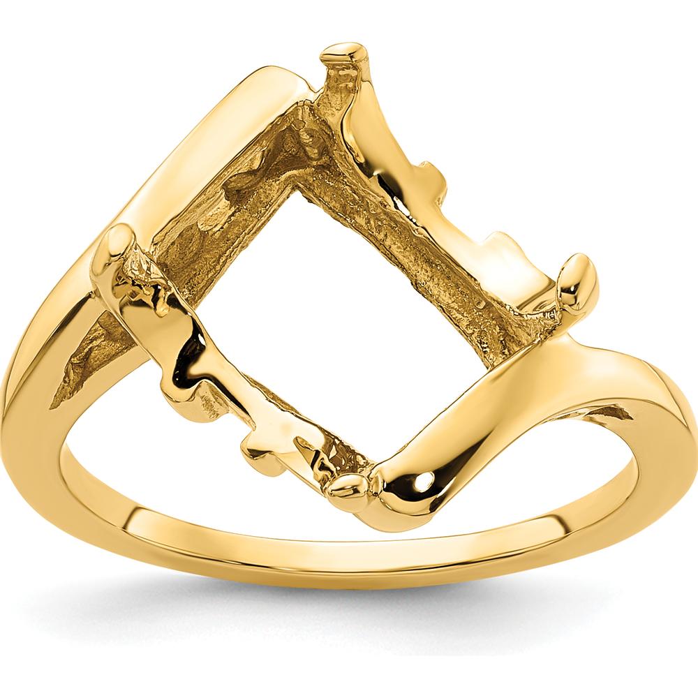 14K Yellow Gold 10x8mm Emerald-Cut Gemstone Ring Mounting by Monteluci Fine Jewelry