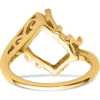 14K Yellow Gold 10x8mm Emerald-Cut Gemstone Ring Mounting by Monteluci Fine Jewelry