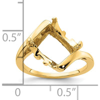14K Yellow Gold 10x8mm Emerald-Cut Gemstone Ring Mounting by Monteluci Fine Jewelry
