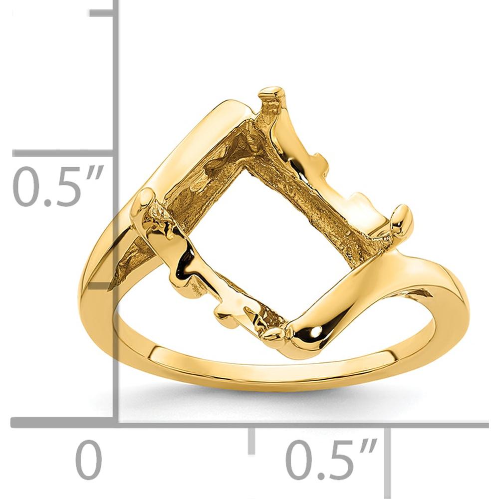 14K Yellow Gold 10x8mm Emerald-Cut Gemstone Ring Mounting by Monteluci Fine Jewelry