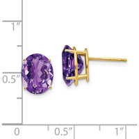 14K Yellow Gold 10x8mm Oval Amethyst Stud Earrings - 2.15 Carat Total Amethyst Weight by Monteluci Fine Jewelry