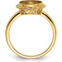 14K Yellow Gold 10x8mm Oval Gemstone Ring Mounting with Scalloped Halo Design by Oro Pregiato