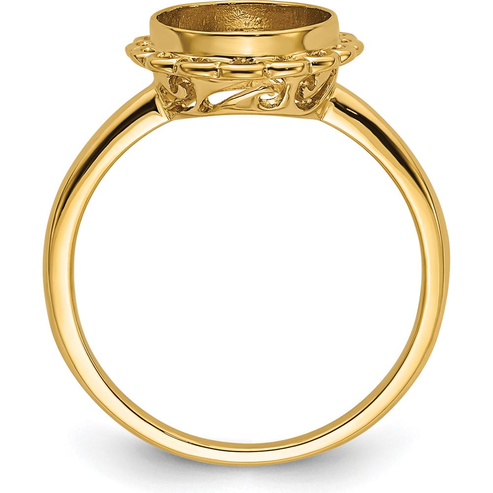 14K Yellow Gold 10x8mm Oval Gemstone Ring Mounting with Scalloped Halo Design by Oro Pregiato