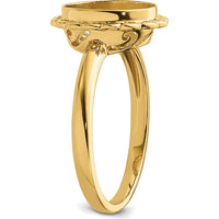 14K Yellow Gold 10x8mm Oval Gemstone Ring Mounting with Scalloped Halo Design by Oro Pregiato