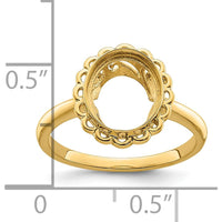 14K Yellow Gold 10x8mm Oval Gemstone Ring Mounting with Scalloped Halo Design by Oro Pregiato
