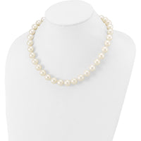 14K Yellow Gold 11-12mm White Freshwater Cultured Pearl Necklace with Pearl Clasp - 18" by Monteluci Fine Jewelry