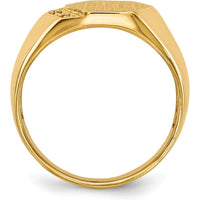 14K Yellow Gold 11.5mm Hexagonal Satin and Polished Men's Signet Ring by 0