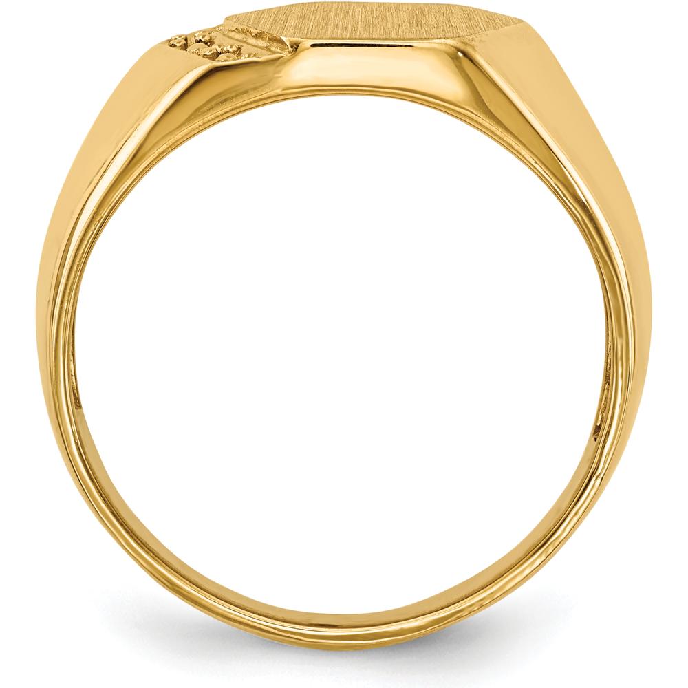 14K Yellow Gold 11.5mm Hexagonal Satin and Polished Men's Signet Ring by 0