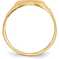 14K Yellow Gold 11.5x15.0mm Open Back Men's Signet Ring with Satin Finish by 0
