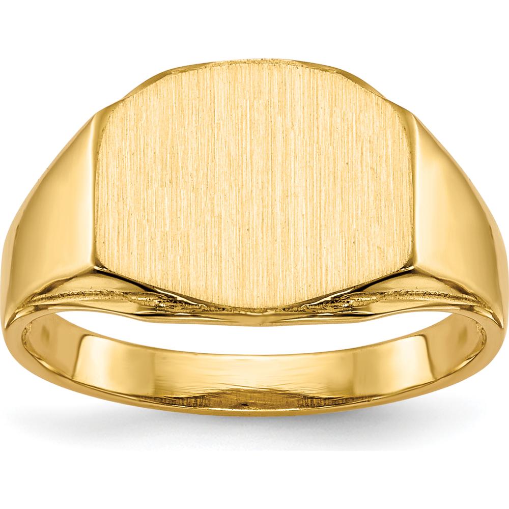 14K Yellow Gold 11.5x8.5mm Open Back Signet Ring with Polished & Brushed Finish by 0