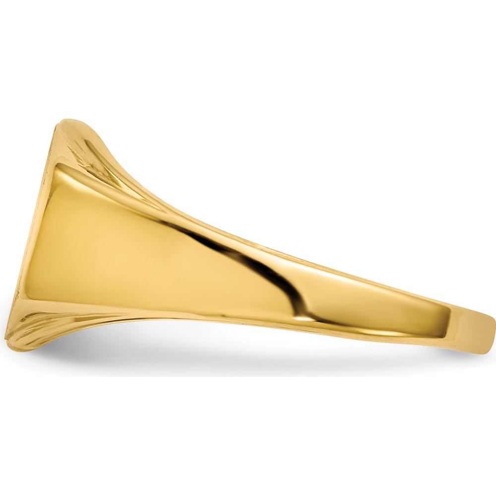 14K Yellow Gold 11.5x8.5mm Open Back Signet Ring with Polished & Brushed Finish by 0
