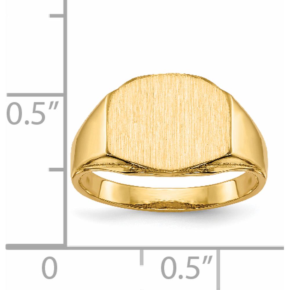 14K Yellow Gold 11.5x8.5mm Open Back Signet Ring with Polished & Brushed Finish by 0