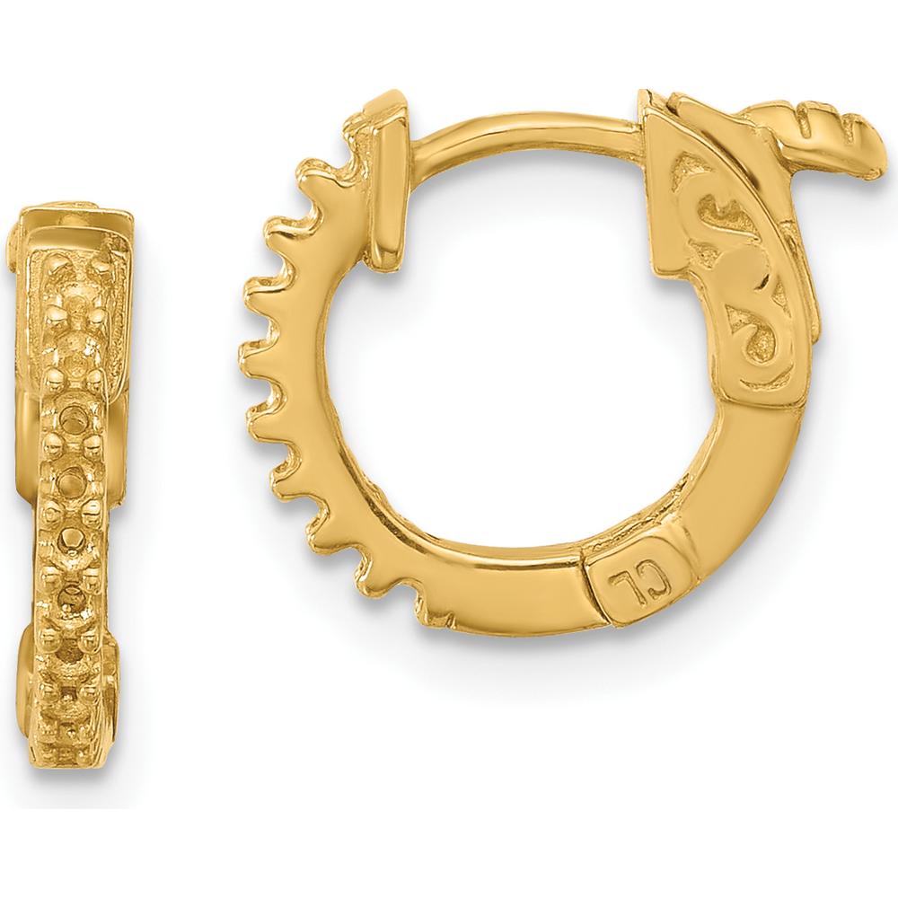 14K Yellow Gold 11.8mm Round Hoop Earrings with Safety Clasp Closure by Oro Pregiato