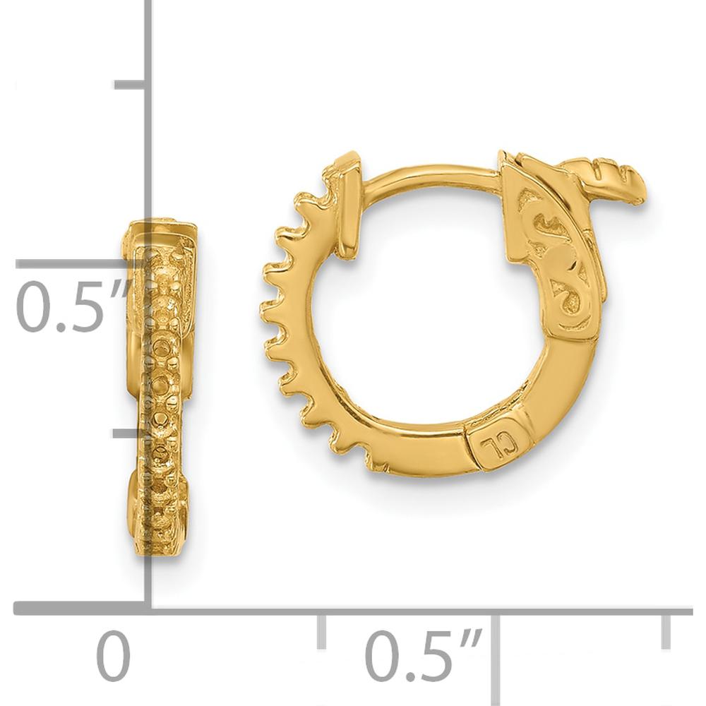 14K Yellow Gold 11.8mm Round Hoop Earrings with Safety Clasp Closure by Oro Pregiato