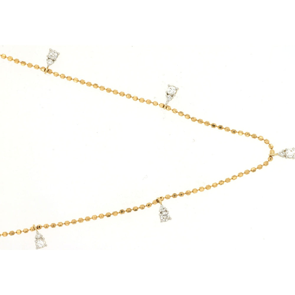 14K Yellow Gold 11-Station Necklace with Prong-Set Pear-Cut Diamonds - 0.33 Carat Total Diamond Weight - Royal Jewelry