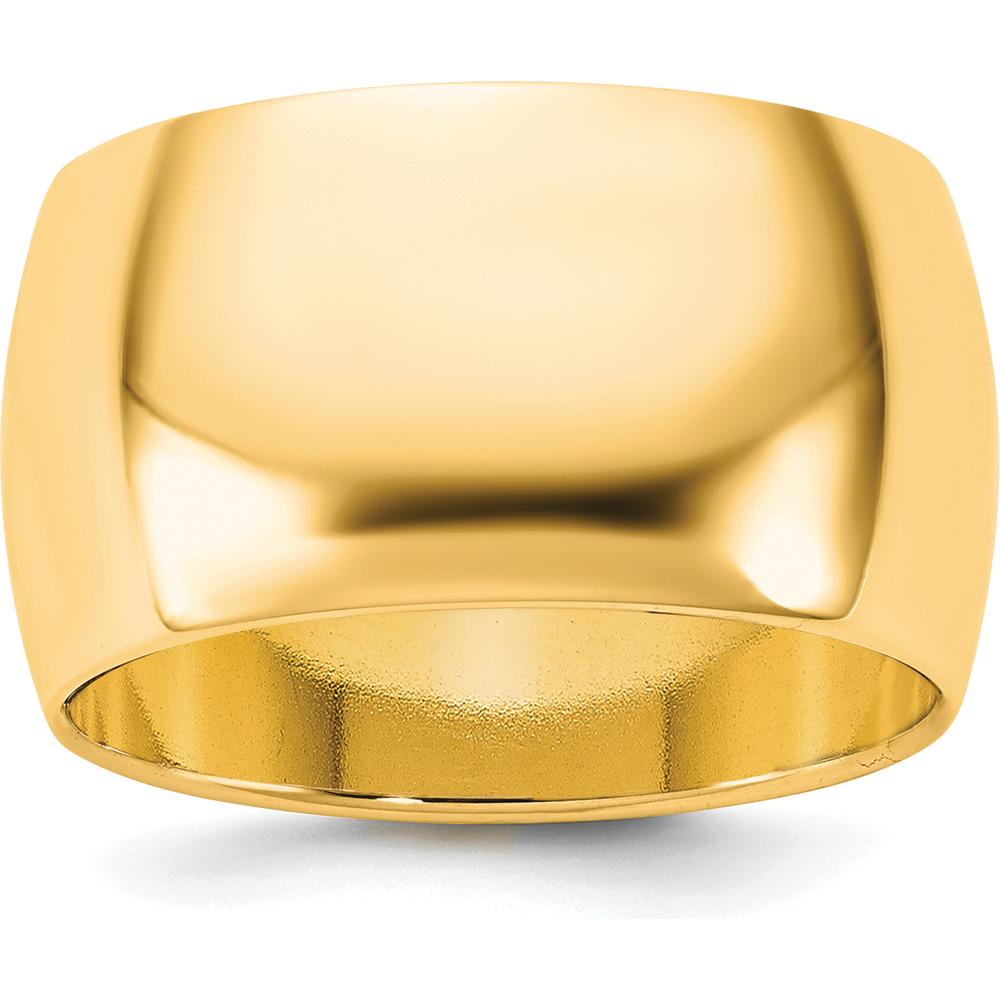14K Yellow Gold 11mm Domed Half Round Wedding Band - Polished Finish by Luciano & Cie