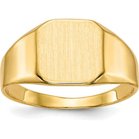 14K Yellow Gold 11mm Satin and Polished Closed-Back Signet Ring for Men by 0