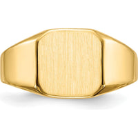 14K Yellow Gold 11mm Satin and Polished Closed-Back Signet Ring for Men by 0